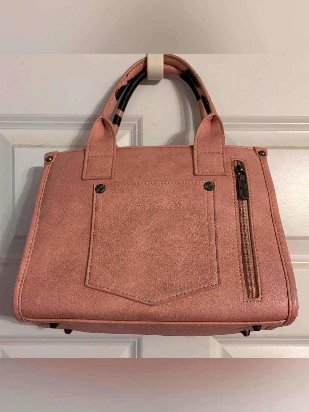 Wrangler Pink and Black Cowprint Satchel with Detachable Strap